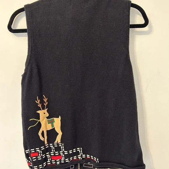FAST SHIPPING VTG DSN Originals Studio Joy Reindeer Beaded Christmas  Vest - Picture 8 of 10
